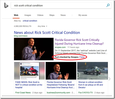 RELEASE: Fighting “Fake News” with Bing’s new “FactCheck” badge | Kurt ...